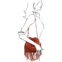 TL Bag Suede Leather Fringe Bucket bag Brandy TL142291