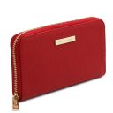 Eris Exklusive Damenbrieftasche aus Leder mit Rundum-Reißverschluss Lipstick Rot TL142318