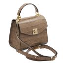 Atena Croc Print Leather Handbag Light Taupe TL142267